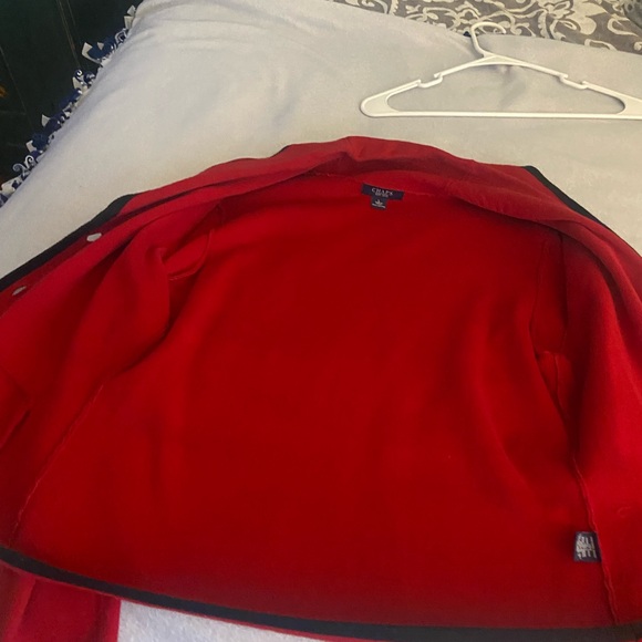 Chaps Red Knit Cardigan with Black Neck Label - Picture 7 of 10